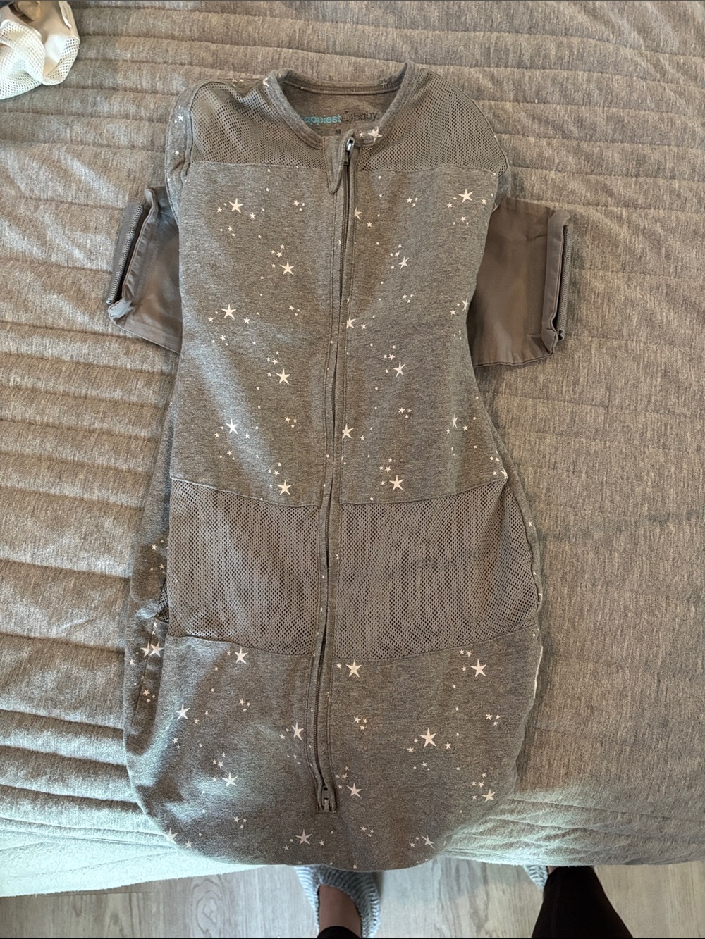 SNOO Sack: Gray Star-Print Baby Sleep Sack Zip-Up